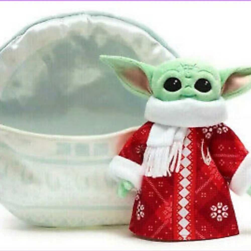 ✨ Disney Parks Mandalorian Baby Yoda Plush Pram Pillow Pocket Grogu Child NEW